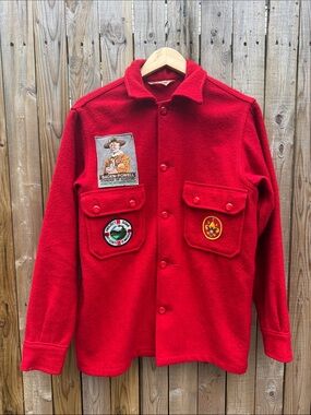 Vintage boy Scout of America wool shirt  Jacket with Patches